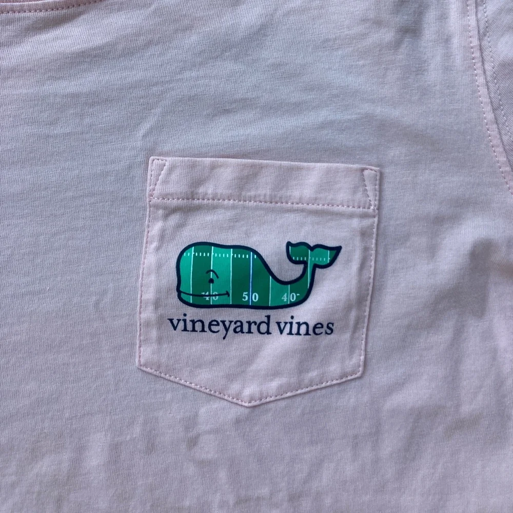 Vineyard Vines shirt top long sleeve light pink football field pocket tee 2018 - Picture 4 of 9